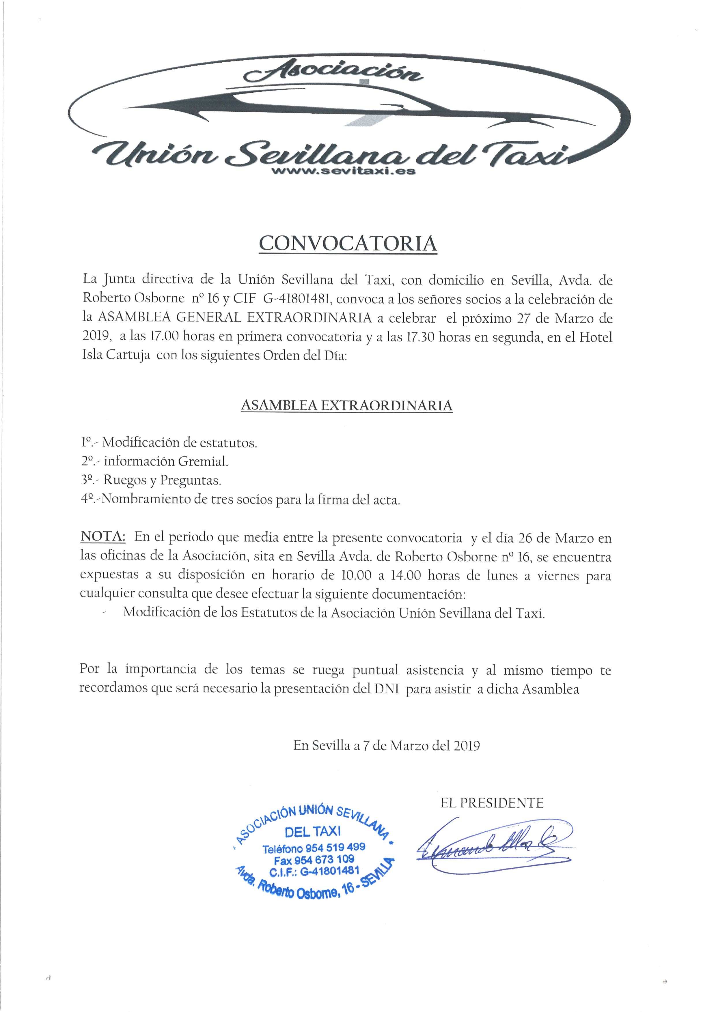 ASAMBLEA EXTRAORDINARIA